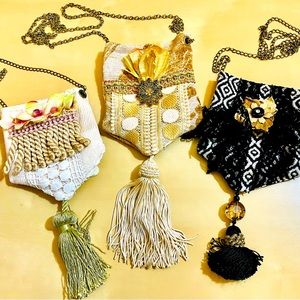 Lot of 3 Handmade Small Amulets Keepsake Holders Necklace Gift for Her Upcycled